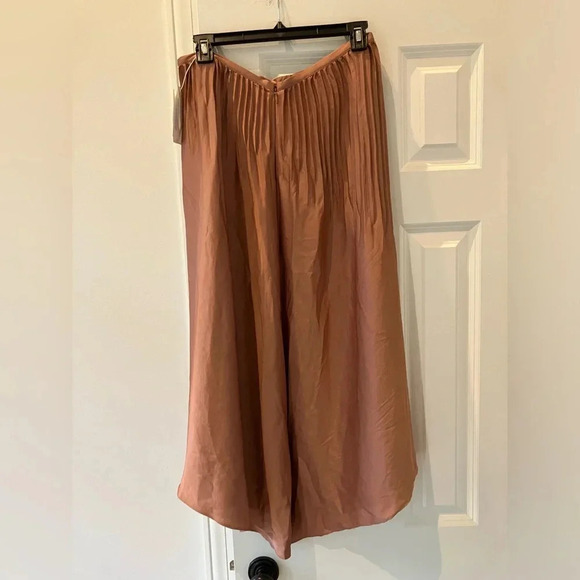Vince Pleated Panel Satin Midi Skirt (2) - Picture 3 of 6